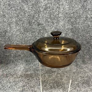 Vision by Corning Amber Glass 0.5 L Sauce Pan Pot USA with Pyrex P81C Lid